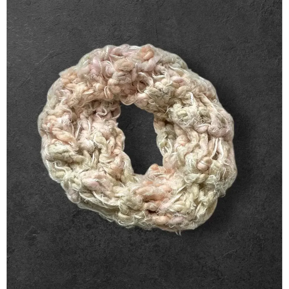 Unbranded Womens Hand Knit Infinity Scarf Loop Pink Brown White Warm Cozy Winter